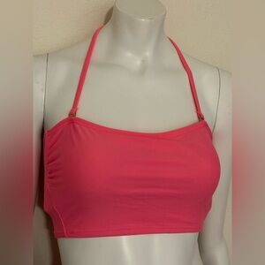 Strappy Bandeau Swim Top in Bright Pink